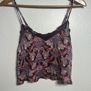 Crop length sheer cami with floral print